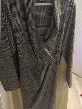 Calvin Klein Black & Gray Glen Plaid Blazer Dress
